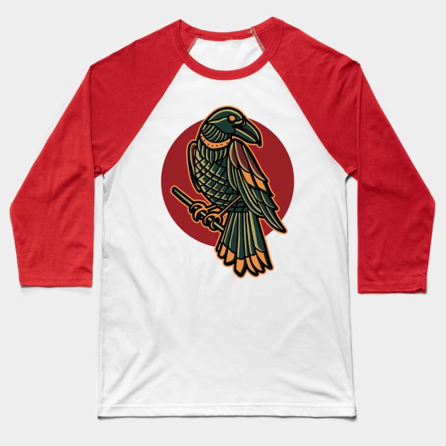 crow Baseball T-Shirt by donipacoceng